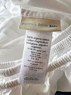 Pottery Barn KIDS TWIN Fitted Sheet 100% Organic Cotton Solid White Bedding